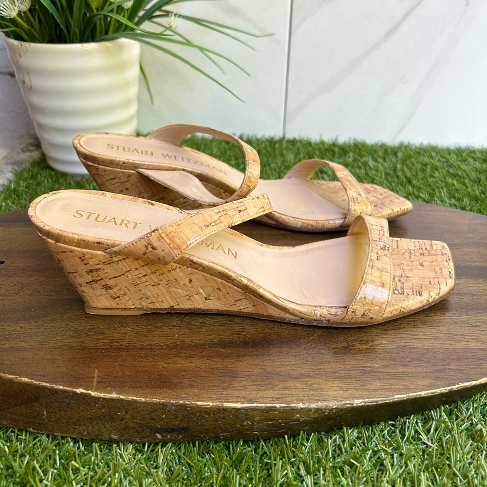 Stuart Weitzman Aleena Square Toe Wedge Slide San… - image 6